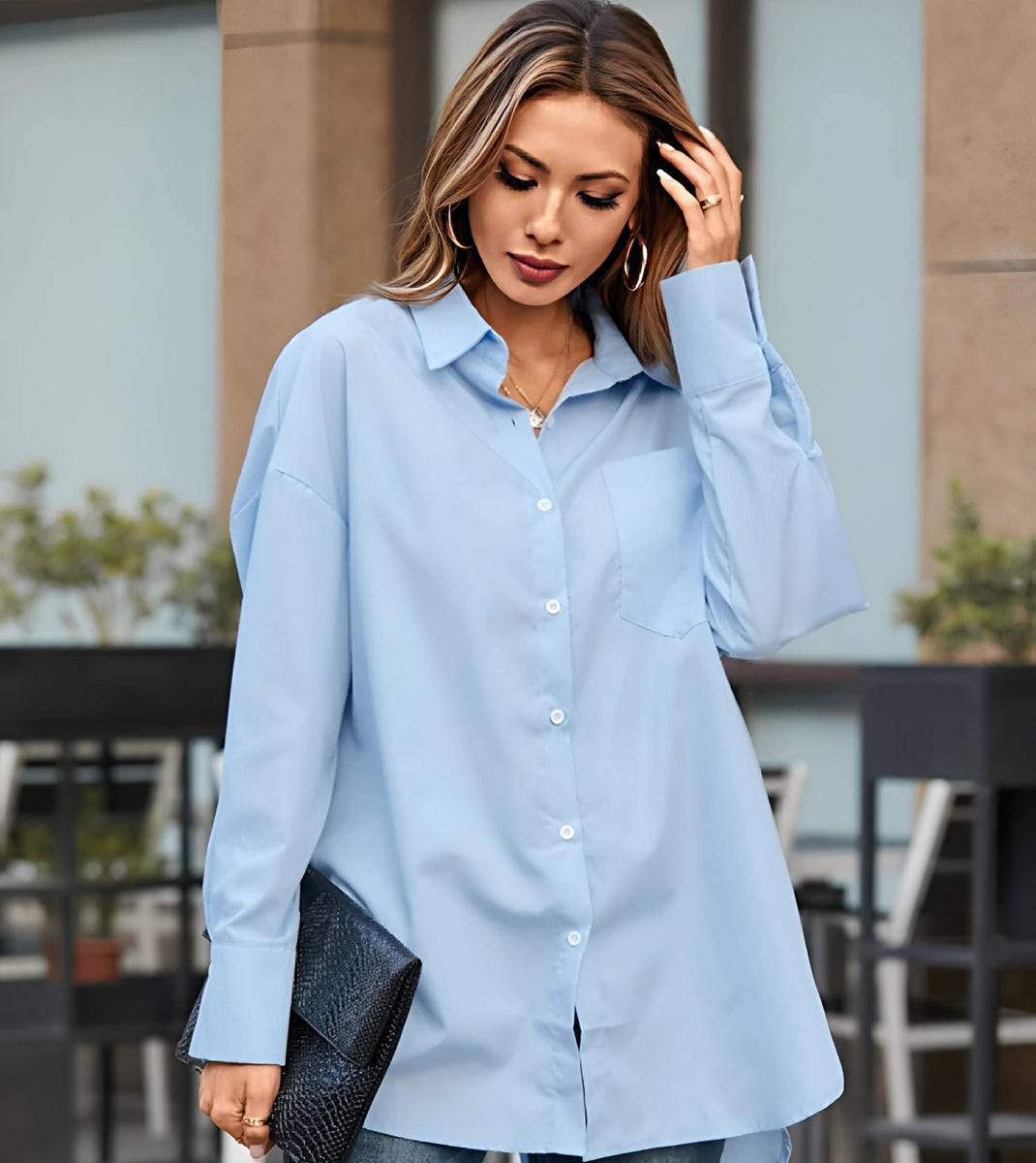 Camicia Donna Bottoni Tasche Over Size Fantasia Quadri Morbido Caldo – LE  STYLE DE PARIS