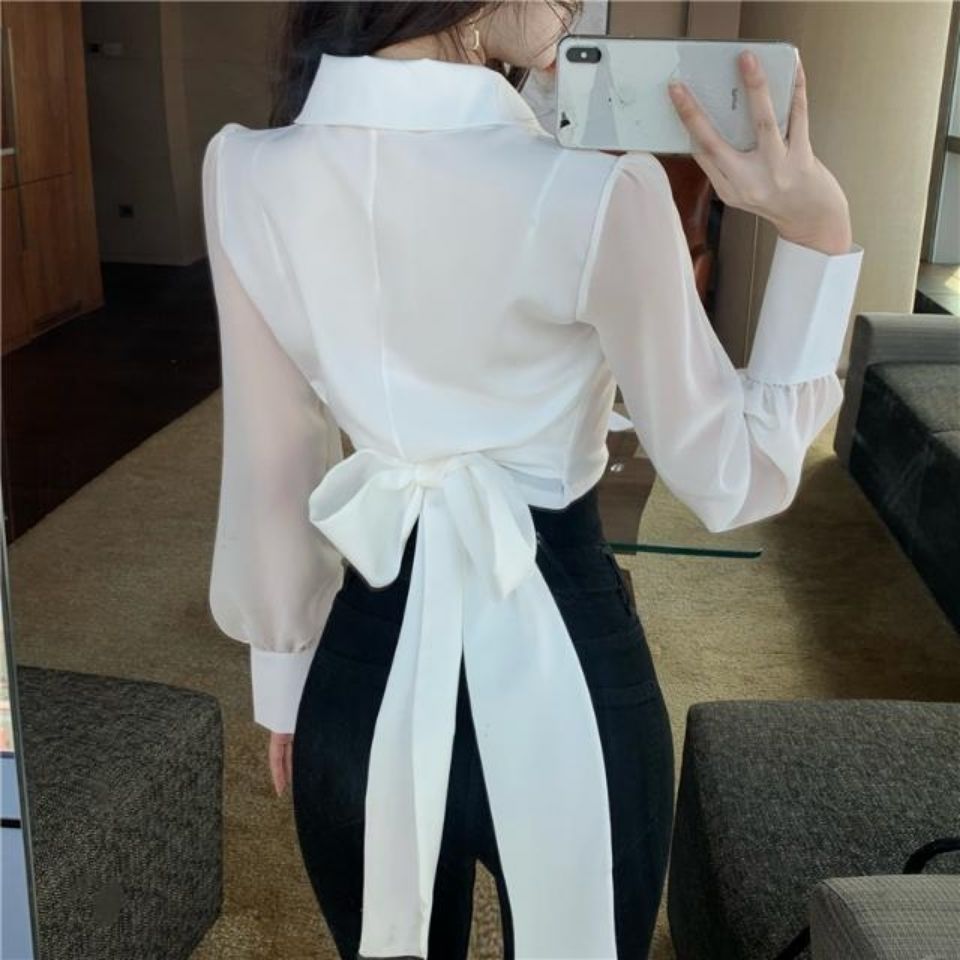 Camicia Donna Top Manica Lunga Chiffon Casual Elegante – LE STYLE