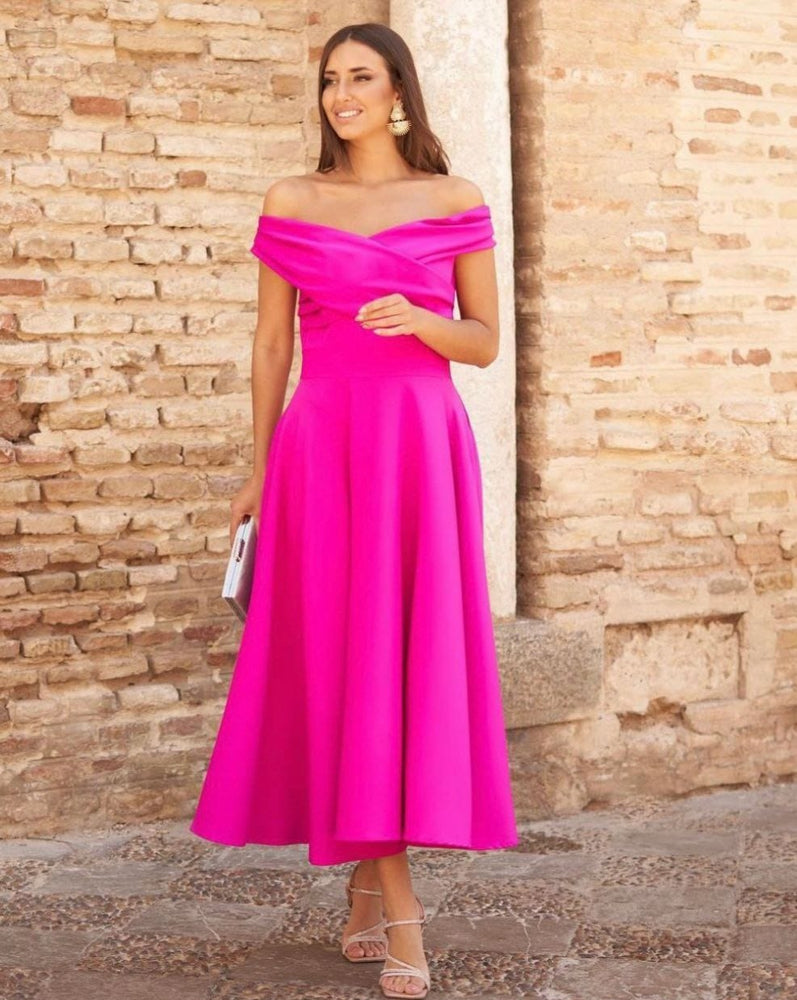 
                  
                    Abito Donna Scollo Cuore Bretelle Gonna Campana Incrociato Elegante Cerimonia - LE STYLE DE PARIS
                  
                