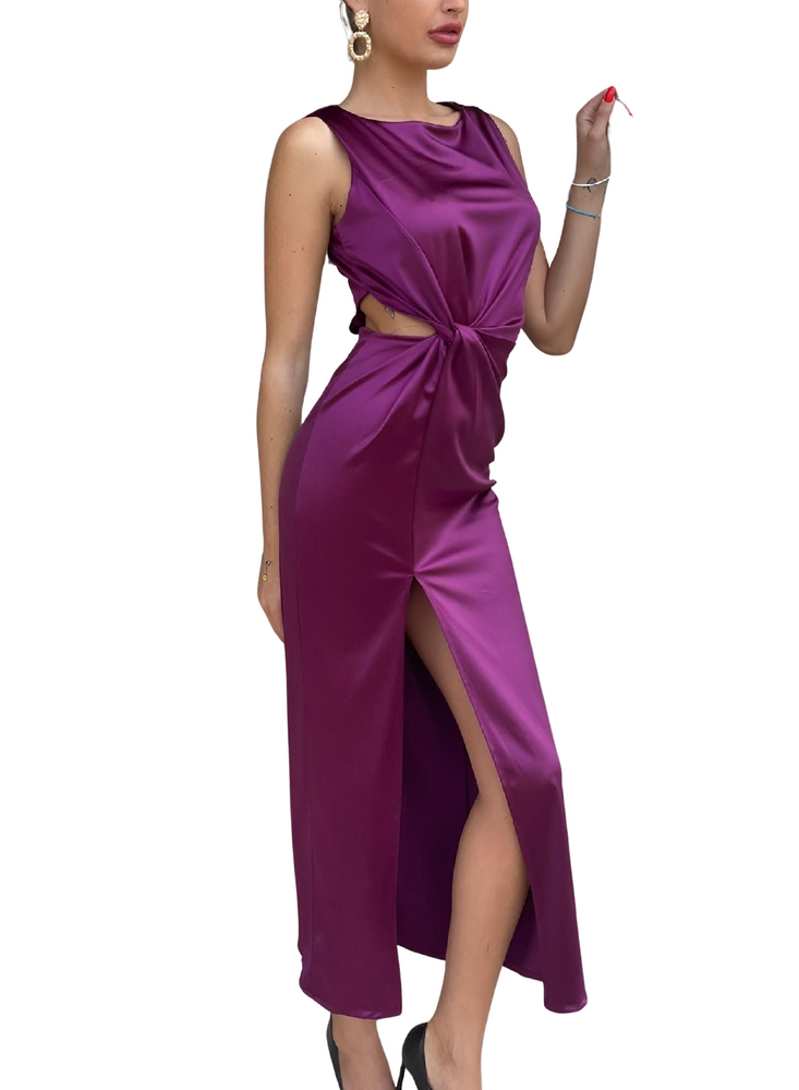 
                  
                    Abito Donna Lungo Giromanica Cut Out Nodo Spacco Alto Sexy Sensuale Elegante - LE STYLE DE PARIS
                  
                