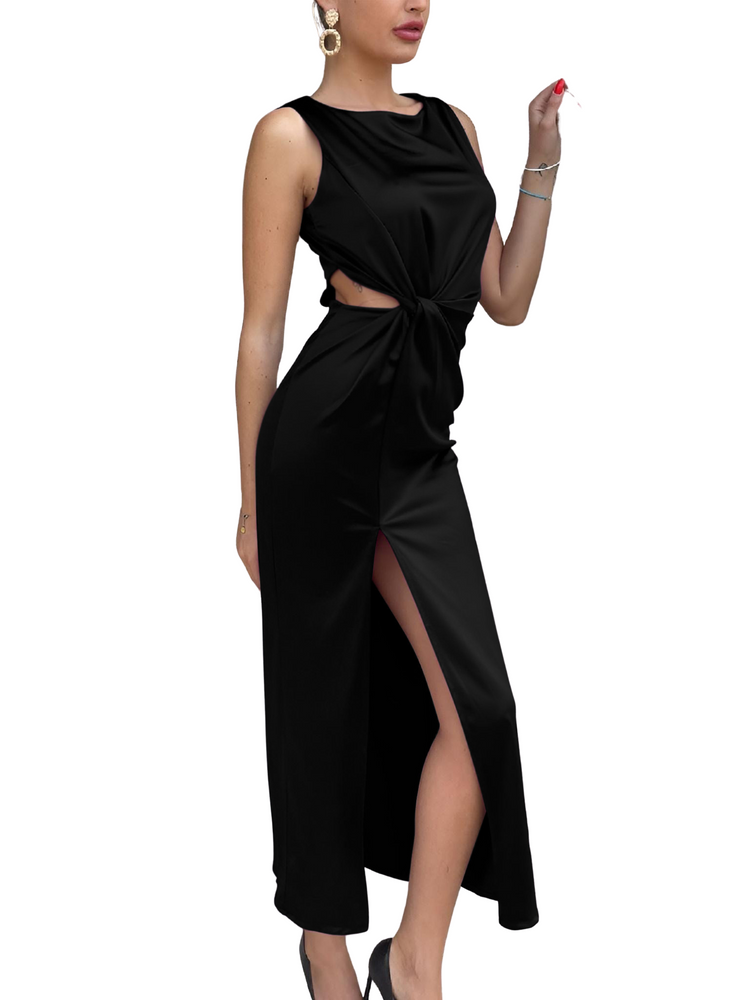 
                  
                    Abito Donna Lungo Giromanica Cut Out Nodo Spacco Alto Sexy Sensuale Elegante - LE STYLE DE PARIS
                  
                