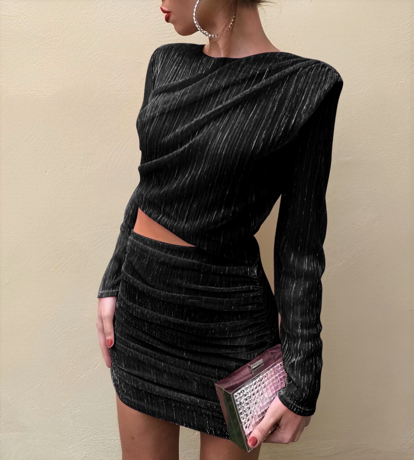 Vestito Donna Tubino Cut Out Manica Lunga Aderente Elegante - LE STYLE DE PARIS