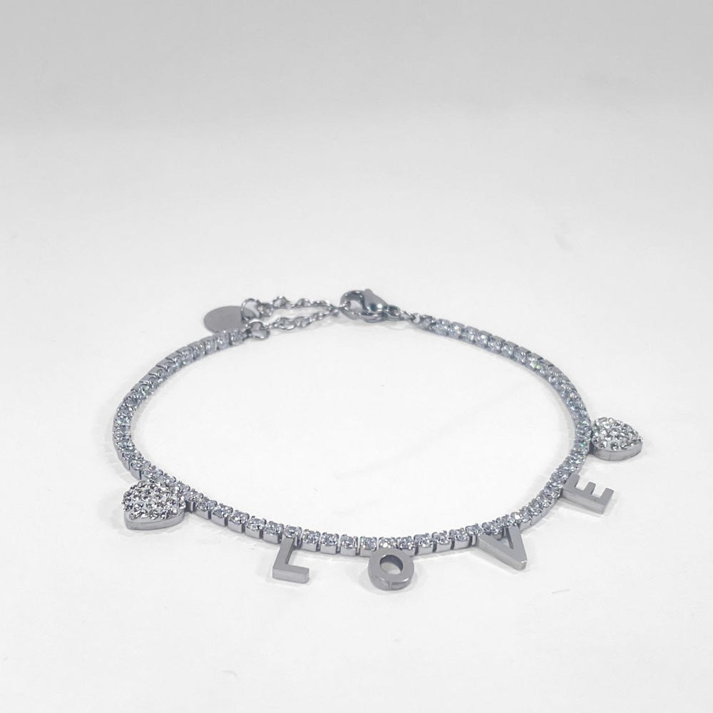 Bracciale Donna Gioiello Ciondolo Cuore Love Strass Casual Elegante - LE STYLE DE PARIS