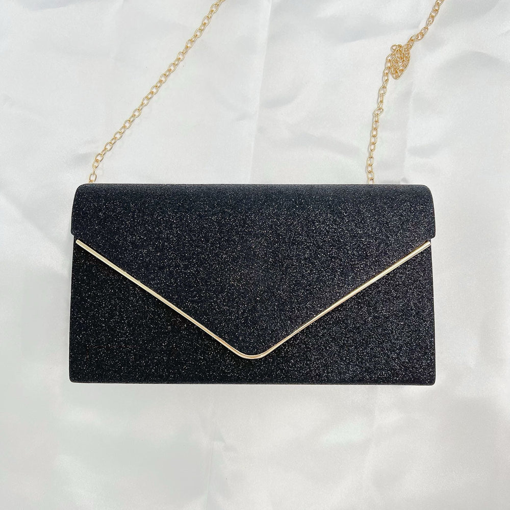 Pochette Donna Rigida Rettangolare Catena Clip Brillantini Elegante Sensuale - LE STYLE DE PARIS