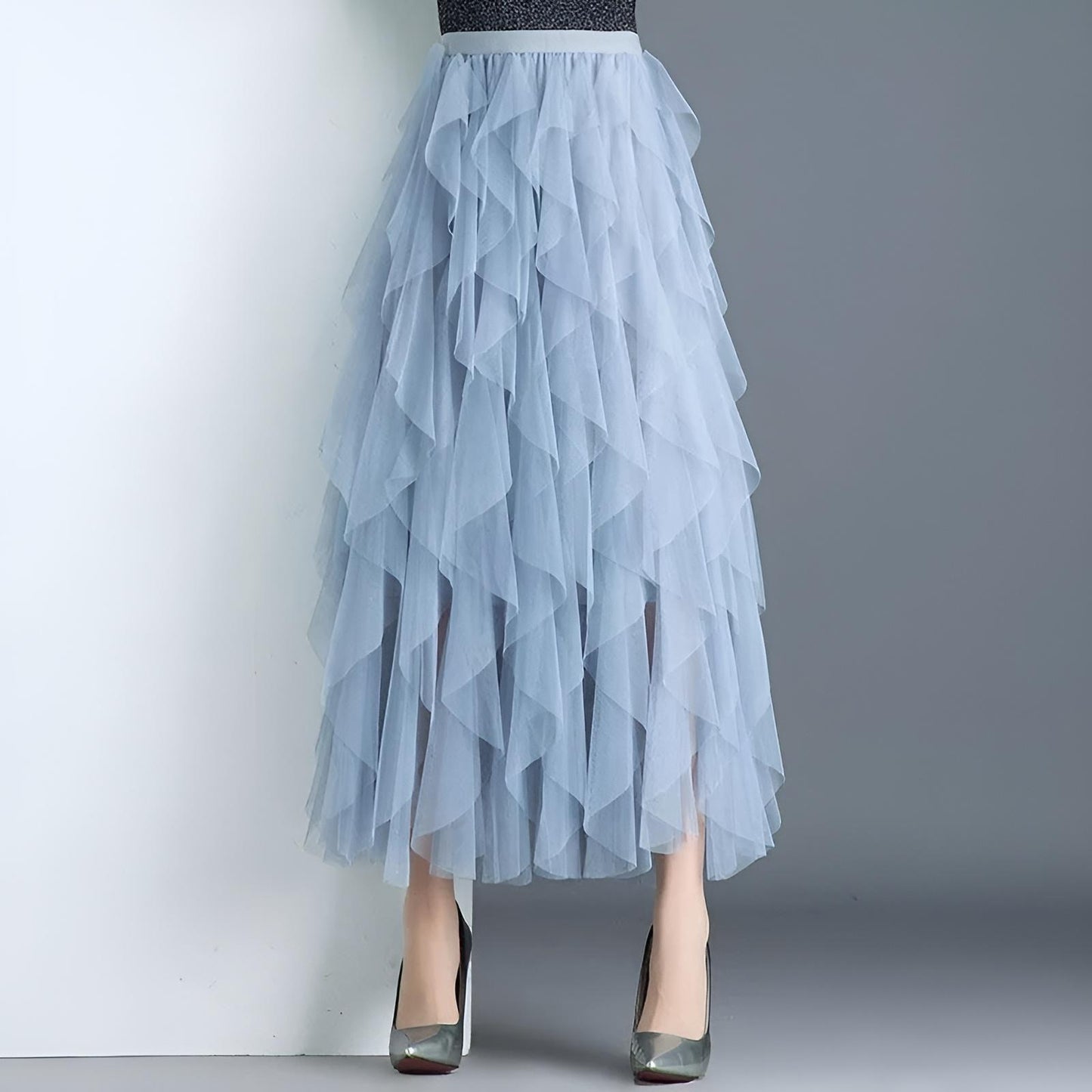Gonna Lunga In Tulle Casual Blu Donna