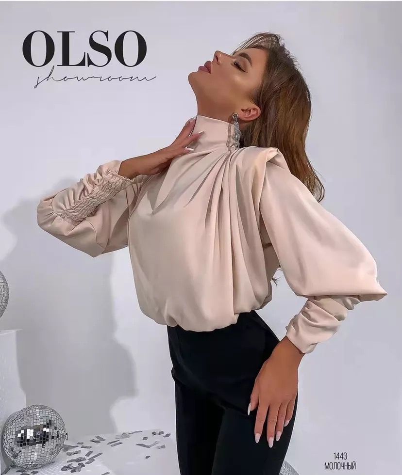Blusa Donna Elegante Morbida Collo Alto Manica Lunga Sbuffo Sexy – LE STYLE  DE PARIS