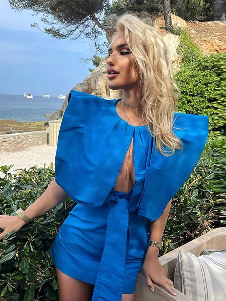 Vestito Donna Tubino Giromanica Cut Out Fiocco Sensuale Elegante - LE STYLE DE PARIS